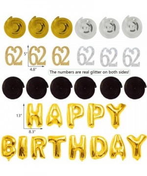 62th Birthday Decorations Kit-Gold Silver Glitter Happy 62 years old Birthday Banner & Sparkling Celebration Hanging Swirls- ...