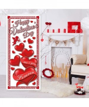 Happy Valentine's Day Door Cover- Large Fabric Valentines Day Red Heart Door Cover Valentines Day Banner Door Hanging Holiday...