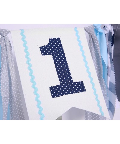 1st Birthday High Chair Banner - First Birthday Party Decorations for Rag Tie Fabric Garland Photo Booth Props Birthday Souve...