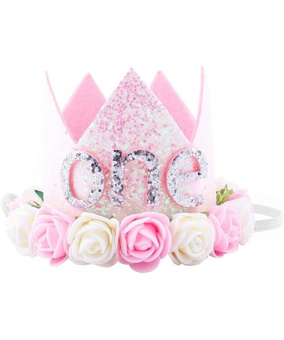 Glitter 1/2 1st 2 3 Birthday Princess Flower Floral Crown Tiara Cake Smash Photo Prop - Letter "One" - C4184ZRWGYR $7.01 Part...