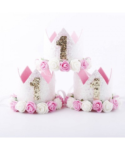 Glitter 1/2 1st 2 3 Birthday Princess Flower Floral Crown Tiara Cake Smash Photo Prop - Letter "One" - C4184ZRWGYR $7.01 Part...