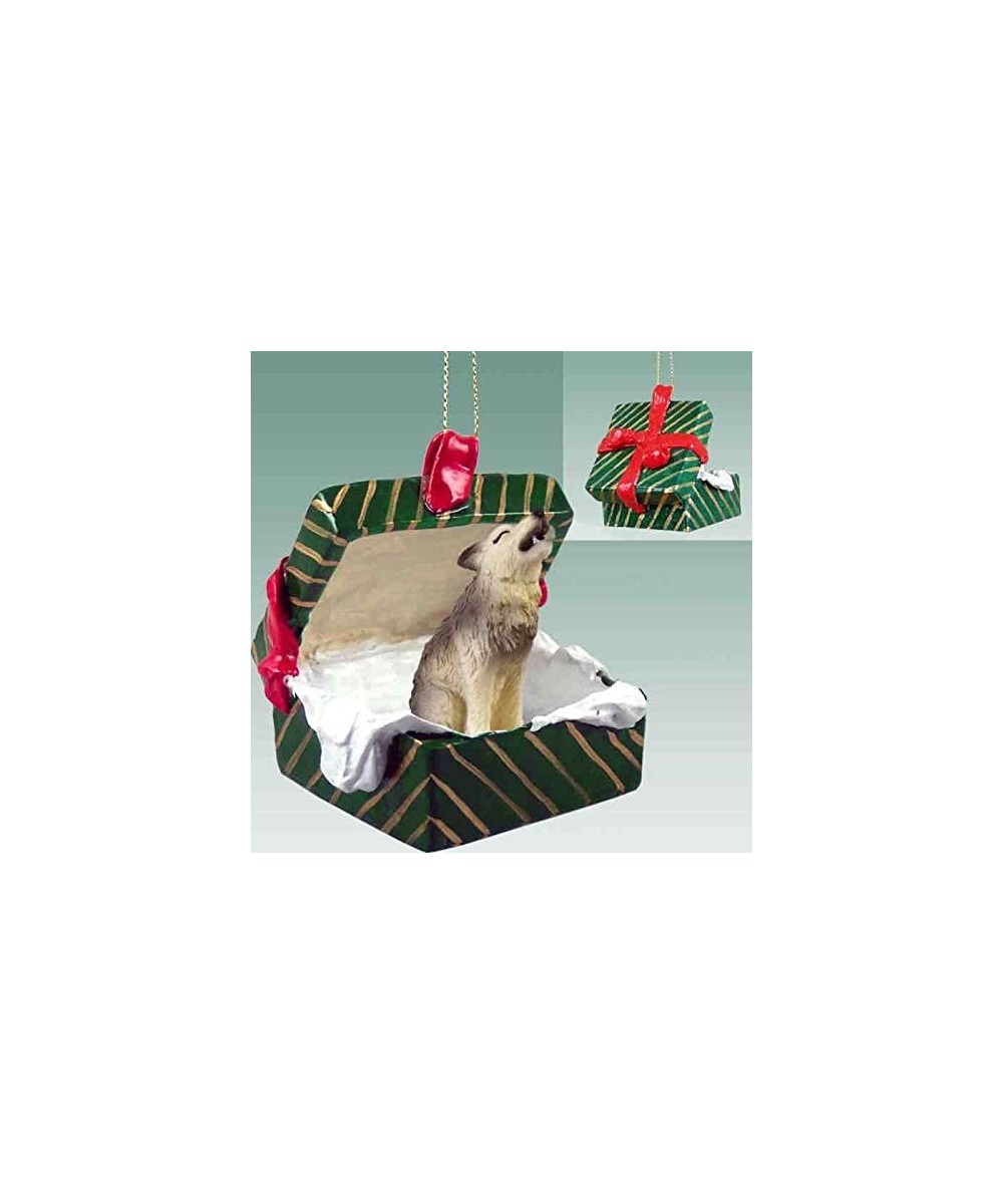 Timber Wolf Gift Box Christmas Ornament - Delightful! - C011HBIITBD $10.76 Ornaments