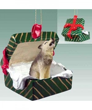 Timber Wolf Gift Box Christmas Ornament - Delightful! - C011HBIITBD $10.76 Ornaments