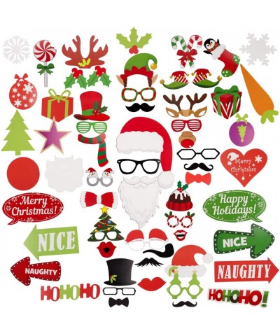 Christmas Photo Booth Props- 60 Pack Christmas Photo Props Selfie for Pictures - For Kids & Adults- Holiday Photo Booth Props...