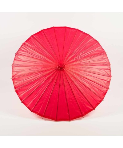 28-Inch Red Paper Parasol Umbrella - Chinese/Japanese Paper Umbrella - for Weddings and Personal Sun Protection - Red - C311M...
