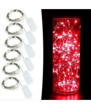 6 Pack Red LED Fairy Starry String Lights with 20 Mini LEDs on 3.3FT/1M Copper Wire- Fairy Lights Powered by 2xCR2032(Incl) B...