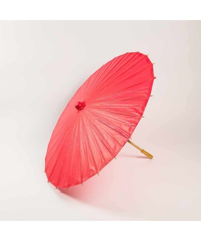 28-Inch Red Paper Parasol Umbrella - Chinese/Japanese Paper Umbrella - for Weddings and Personal Sun Protection - Red - C311M...