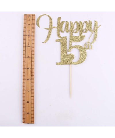 Golden Flash15 Happy Cake Topper Birthday Party Wedding Anniversary Party Anniversary Party Party Cake Ornament (15) - CS192H...