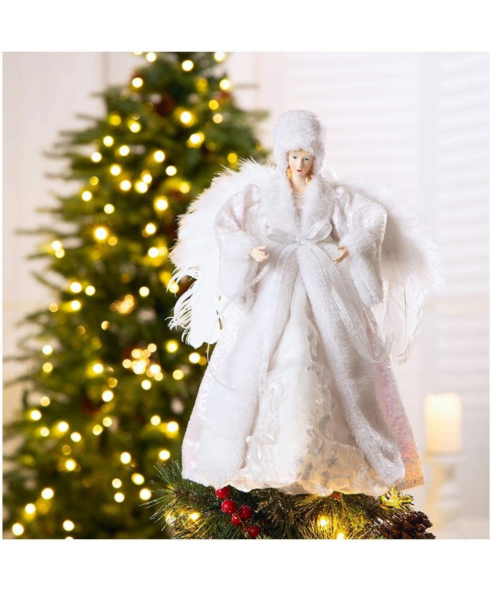 Handmade Faux Fur Angel Treetop Figurine Christmas Ornament Xmas Tree Decoration 16" H - White - 16"h White - C319HGAEHAO $28...