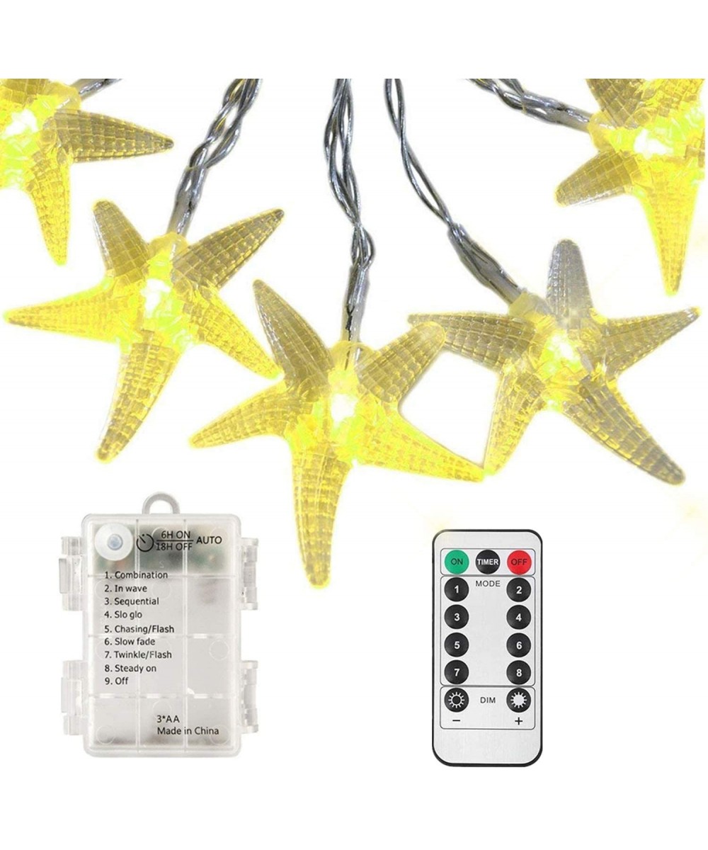 [Remote & Timer] 11 Feet 30 LED Starfish Shaped Battery Operated LED Fairy String Lights Indoor & Outdoor Used for Garden- Ch...