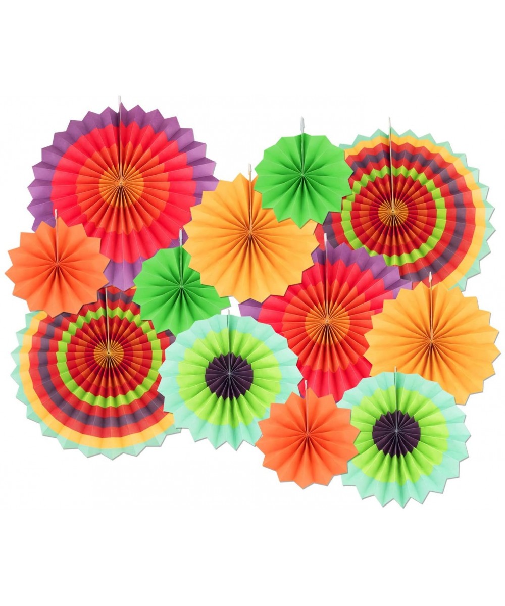 Colorful Paper Fans Decoration 12 PCS-Hanging Paper Fans Decoration for Wedding Birthday Party-Cinco De Mayo Carnival Mexican...