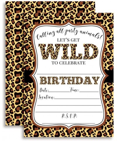 Leopard Print Wild Birthday Party Invitations- 20 5"x7" Fill In Cards with Twenty White Envelopes by AmandaCreation Perfect f...