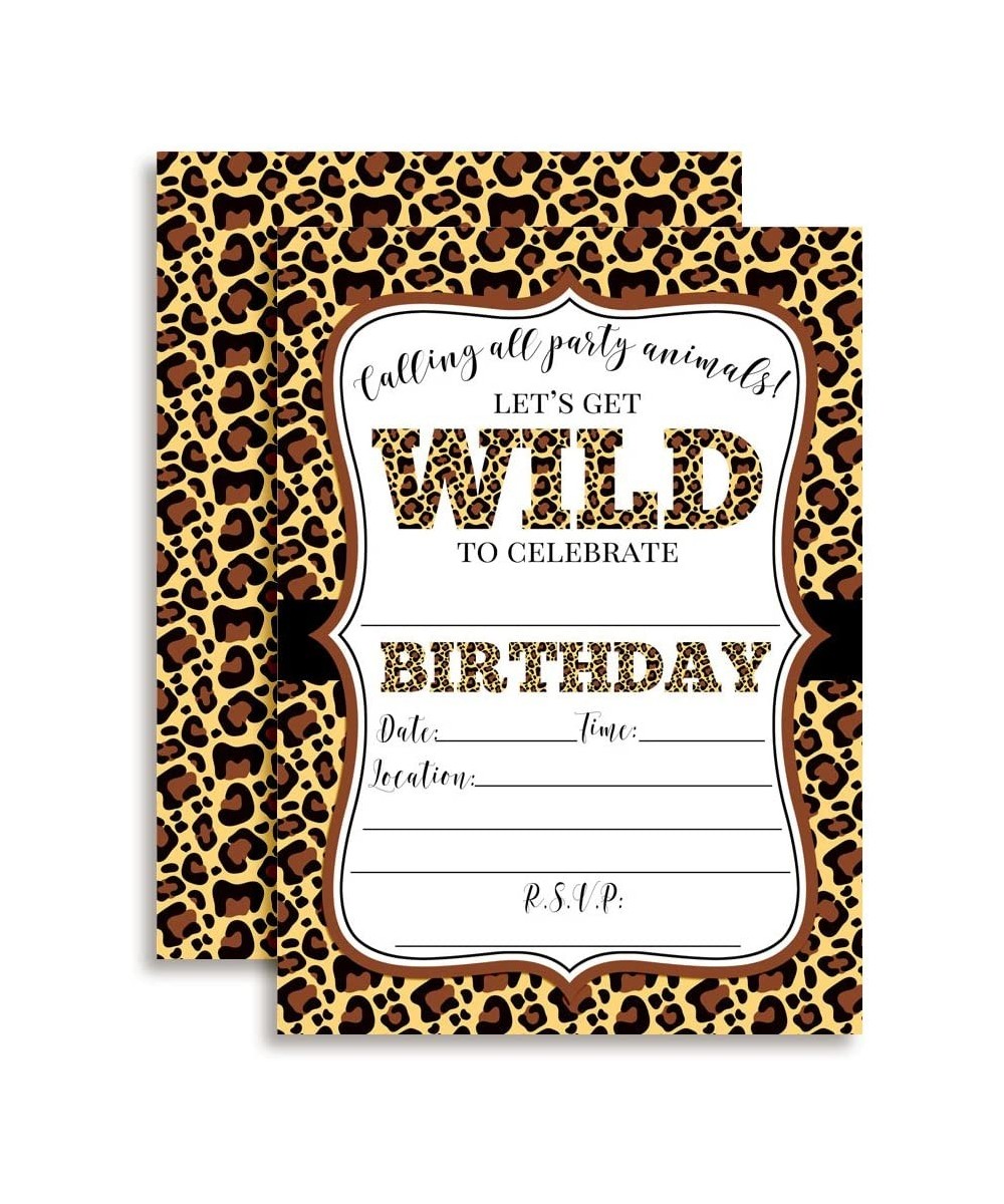 Leopard Print Wild Birthday Party Invitations- 20 5"x7" Fill In Cards with Twenty White Envelopes by AmandaCreation Perfect f...