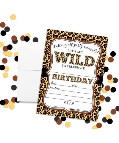 Leopard Print Wild Birthday Party Invitations- 20 5"x7" Fill In Cards with Twenty White Envelopes by AmandaCreation Perfect f...