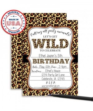 Leopard Print Wild Birthday Party Invitations- 20 5"x7" Fill In Cards with Twenty White Envelopes by AmandaCreation Perfect f...