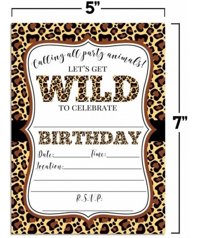 Leopard Print Wild Birthday Party Invitations- 20 5"x7" Fill In Cards with Twenty White Envelopes by AmandaCreation Perfect f...