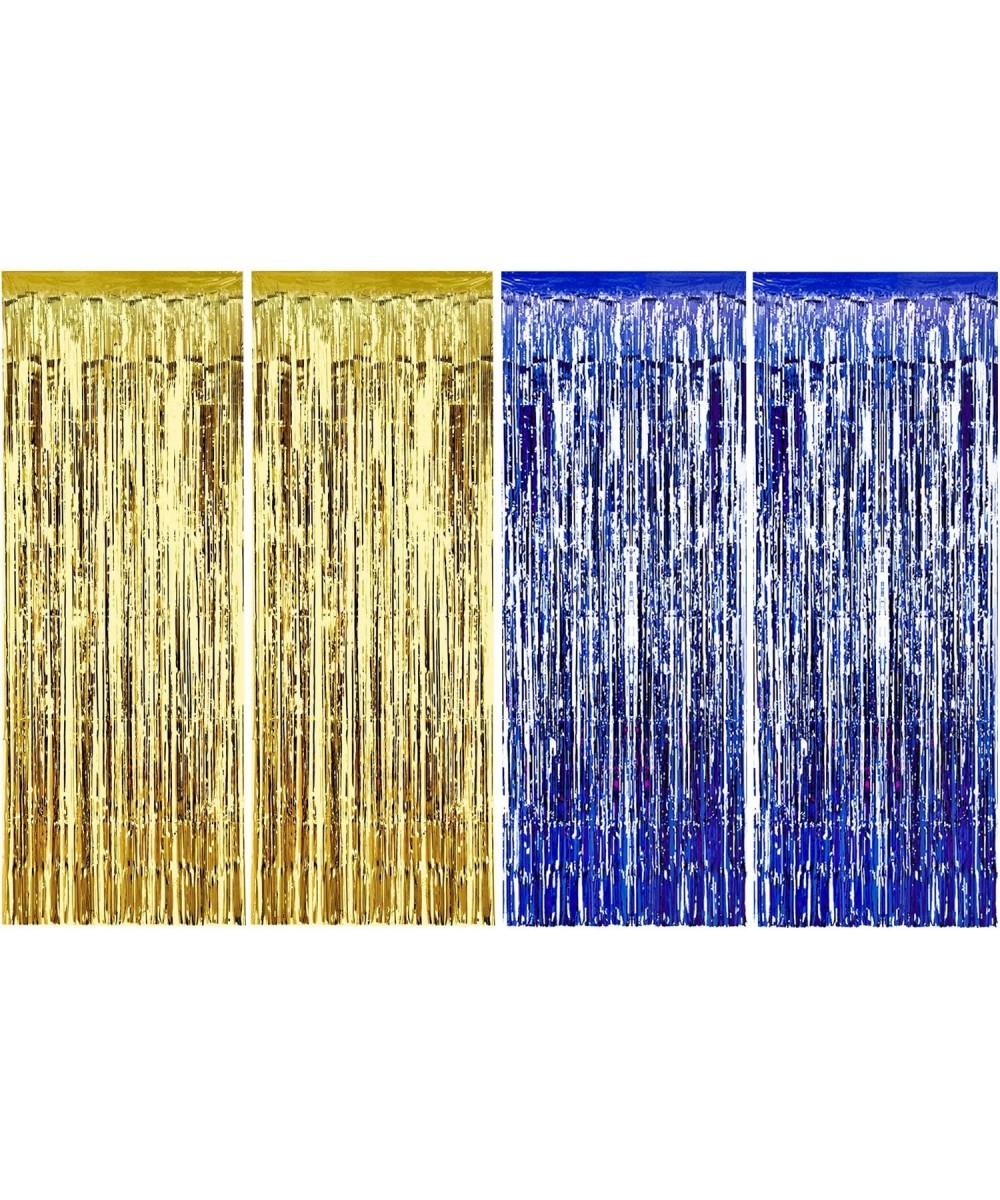 4 Pack Foil Curtains Metallic Fringe Curtains Shimmer Curtain for Birthday Wedding Party Christmas Decorations (Blue and Gold...