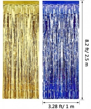 4 Pack Foil Curtains Metallic Fringe Curtains Shimmer Curtain for Birthday Wedding Party Christmas Decorations (Blue and Gold...