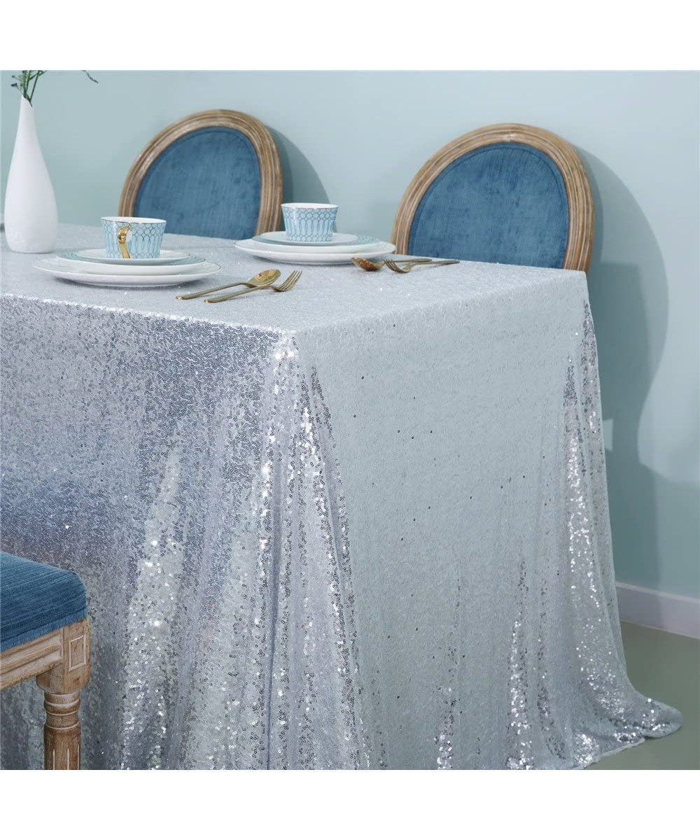 55 by 108inch Silver Sequin Tablecloth Anniversary Party Sequin Tablecloth for Home Decoration - Silver - CY189SISE7E $17.02 ...