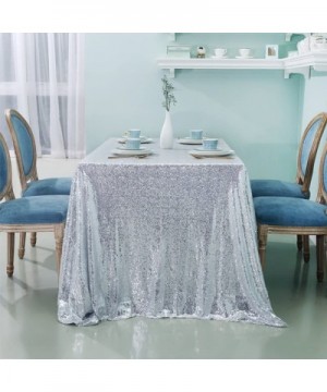 55 by 108inch Silver Sequin Tablecloth Anniversary Party Sequin Tablecloth for Home Decoration - Silver - CY189SISE7E $17.02 ...