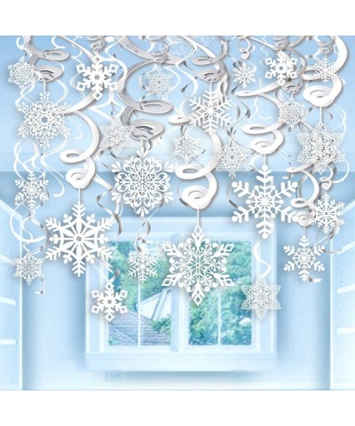 40pcs Snowflake Swirls Decoration- Merry Christmas Snowflake Hanging Swirls Garland Foil Ceiling ornaments for Xmas Winter Wo...