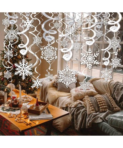 40pcs Snowflake Swirls Decoration- Merry Christmas Snowflake Hanging Swirls Garland Foil Ceiling ornaments for Xmas Winter Wo...