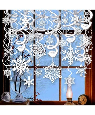 40pcs Snowflake Swirls Decoration- Merry Christmas Snowflake Hanging Swirls Garland Foil Ceiling ornaments for Xmas Winter Wo...