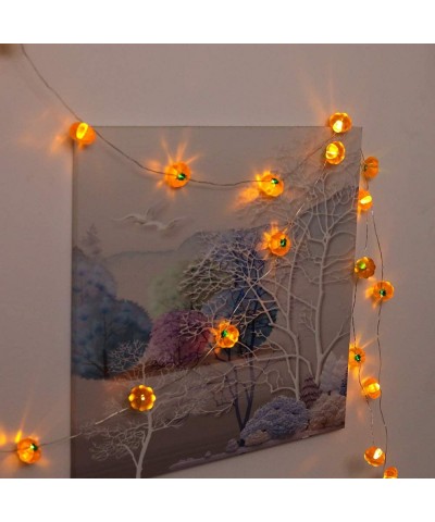 3D Pumpkin 10ft 30 LEDs Fairy String Lights Battery Operated String Lights with 12-Modes- Remote&Timer for Fall- Halloween- T...