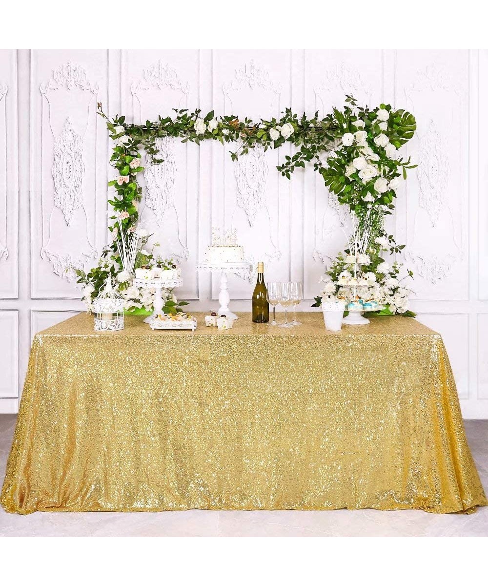 Glitter Gold Sequin Tablecloth Rectangle 60x120in Wedding Party Banquet Christmas Shimmer Table Cover Rectangular Sparkly Tab...