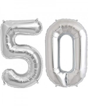 Silver Number 50 Balloon- 40 Inch - Silver Number 50 - C918UW380OT $8.57 Balloons