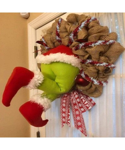 Christmas Wreath- Christmas Thief Stole Christmas Burlap Wreath Christmas Decorations Exquisite Santa Claus Wreath for Living...