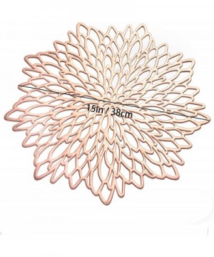 Flower Round Charger Plate 4-Pieces Pressed Vinyl Metallic PVC Hollow Non-Slip Insulation Crossweave Washable Table Mats Plac...