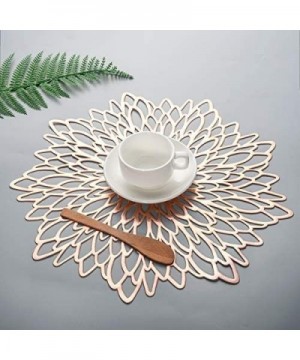 Flower Round Charger Plate 4-Pieces Pressed Vinyl Metallic PVC Hollow Non-Slip Insulation Crossweave Washable Table Mats Plac...