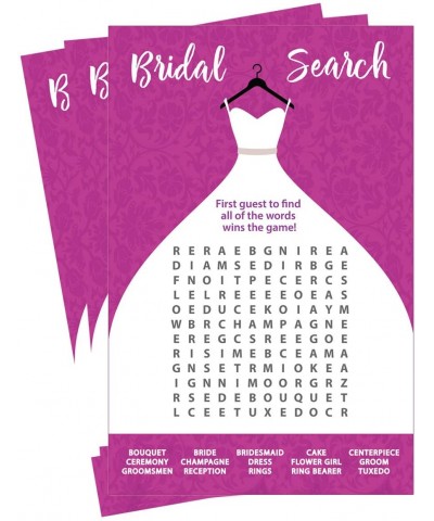 Wedding Word Search Game - Bridal Shower - Damask Wedding Dress Design (50-Sheets) - C31853NNXZA $10.01 Favors