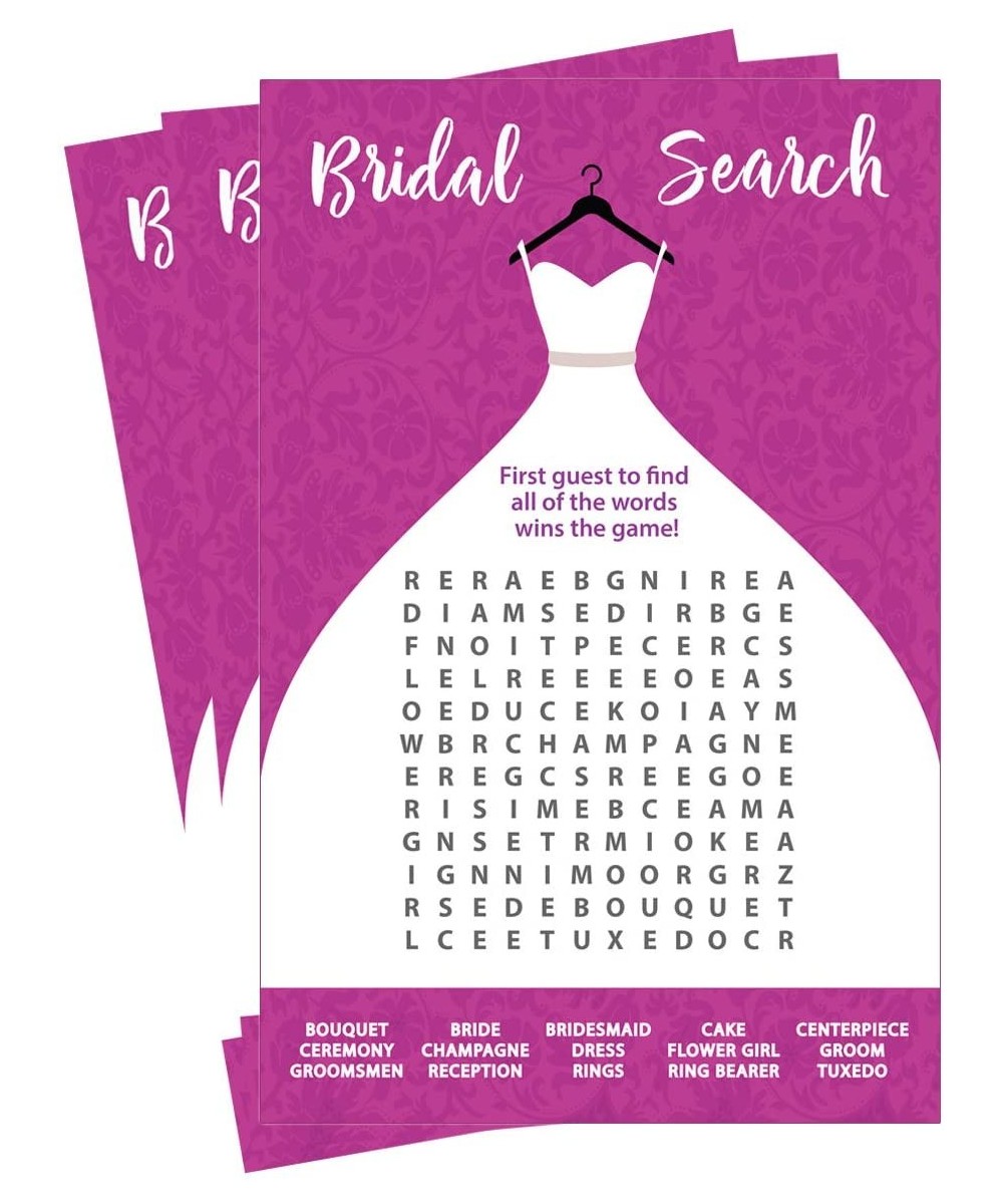 Wedding Word Search Game - Bridal Shower - Damask Wedding Dress Design (50-Sheets) - C31853NNXZA $10.01 Favors