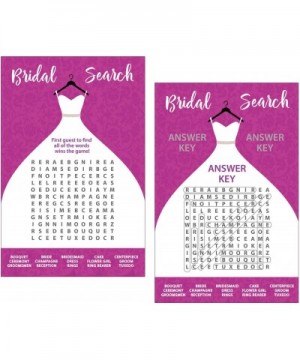 Wedding Word Search Game - Bridal Shower - Damask Wedding Dress Design (50-Sheets) - C31853NNXZA $10.01 Favors