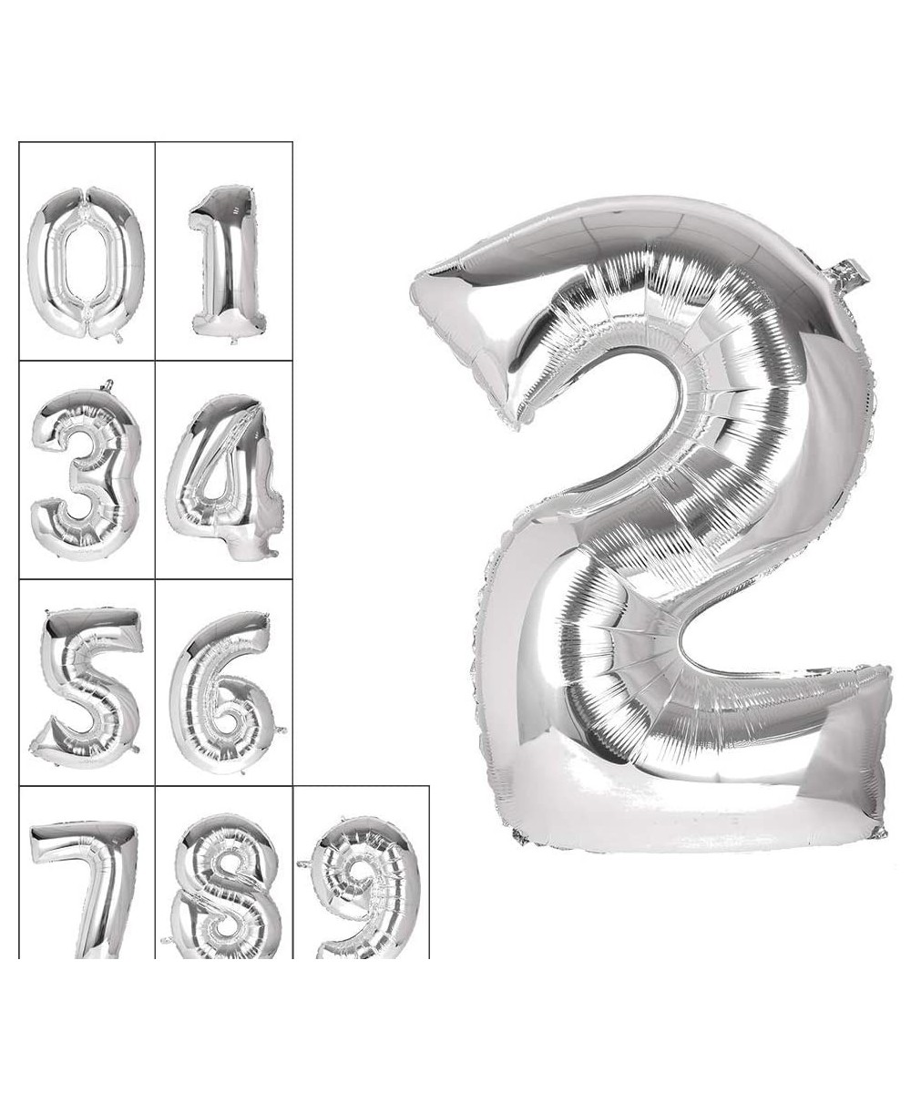 40 Inch Jumbo Silver Number 2 Balloon Giant Prom Balloons Helium Foil Mylar Huge Number Balloons 0 to 9 for Birthday Party De...