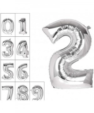 40 Inch Jumbo Silver Number 2 Balloon Giant Prom Balloons Helium Foil Mylar Huge Number Balloons 0 to 9 for Birthday Party De...