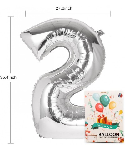40 Inch Jumbo Silver Number 2 Balloon Giant Prom Balloons Helium Foil Mylar Huge Number Balloons 0 to 9 for Birthday Party De...