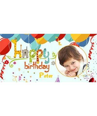 Personalized Birthday Party Banner with Kid's Photo- Happy Birthday Banner Vinyl Banners with Customized Picture for Baby Sho...