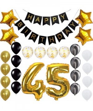 Happy 45th Birthday Banner Balloons Set for 45 Years Old Birthday Party Decoration Supplies Gold Black - C618LGXTISG $14.66 B...