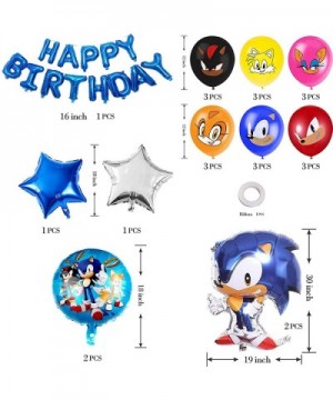 Sonic The Hedgehog Party Supplies- Happy Birthday Banner Foil Balloon and Latex Party Balloons with Sonic The Hedgehog Theme ...