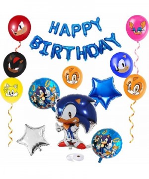 Sonic The Hedgehog Party Supplies- Happy Birthday Banner Foil Balloon and Latex Party Balloons with Sonic The Hedgehog Theme ...