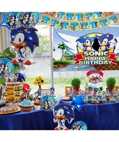 Sonic The Hedgehog Party Supplies- Happy Birthday Banner Foil Balloon and Latex Party Balloons with Sonic The Hedgehog Theme ...