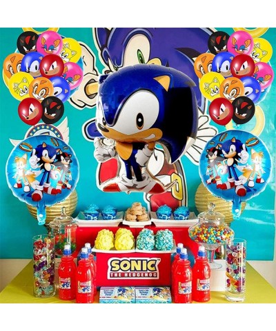 Sonic The Hedgehog Party Supplies- Happy Birthday Banner Foil Balloon and Latex Party Balloons with Sonic The Hedgehog Theme ...