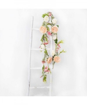 Artificial Peony Garland Flowers- 6 Ft Floral Greenery Garland Rose Flower Vine Garland with Mixed Peony Flowers and Green Le...