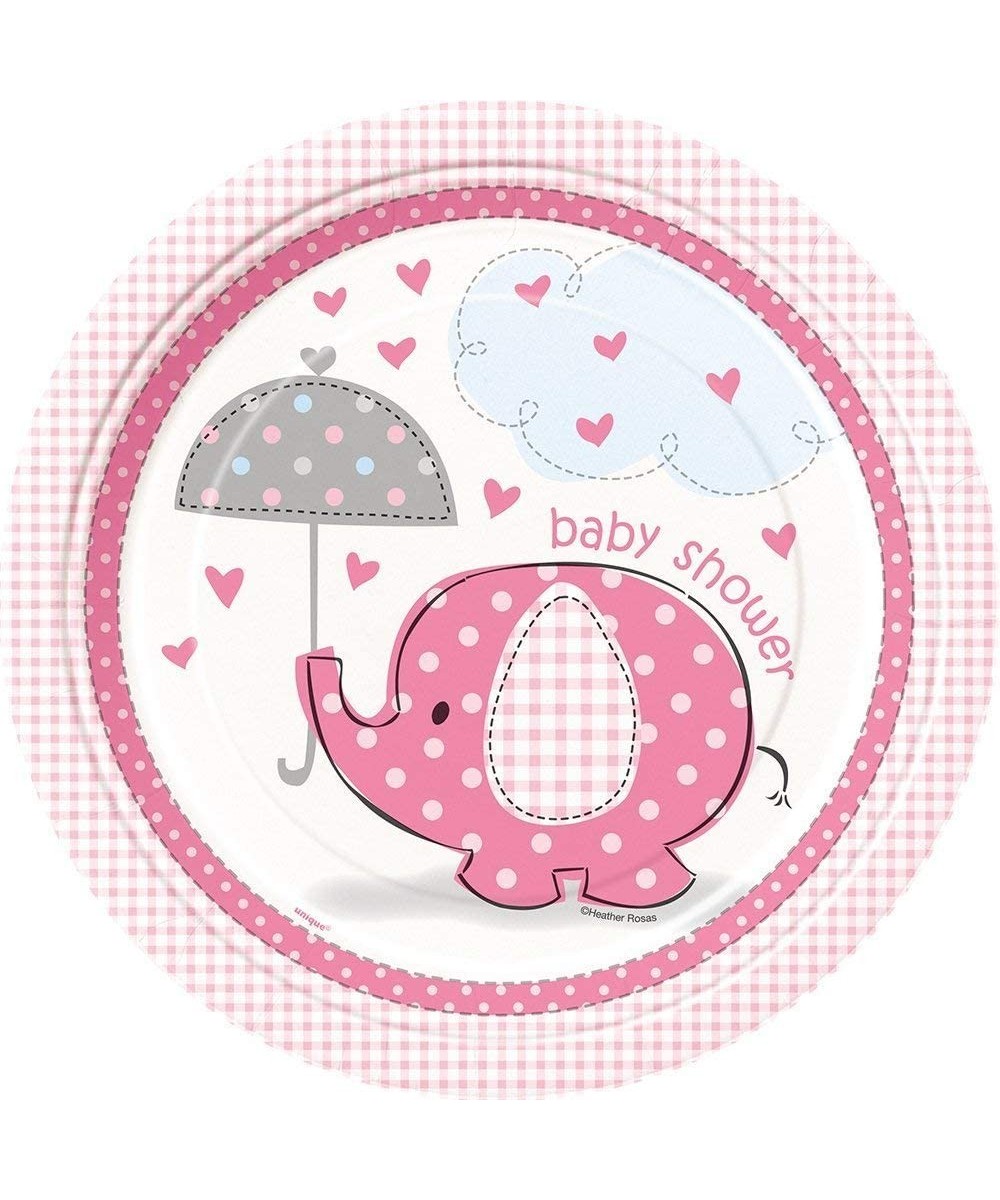 Pink Elephant Girl Baby Shower Plates- 8ct - Multi Color - CF11CGFQ7D3 $5.32 Tablecovers