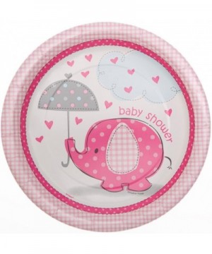 Pink Elephant Girl Baby Shower Plates- 8ct - Multi Color - CF11CGFQ7D3 $5.32 Tablecovers