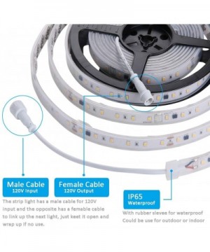 120V Dimmable LED Strip Light- Work with Smart Plug- Waterproof IP65- No Need LED Driver Converter- Cool White 6000K LED Rope...