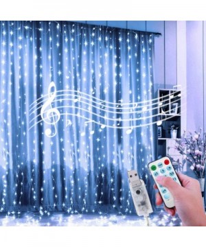 Curtain String Lights- 12 Lightning Modes USB Powered Fairy Lights String with Sound Activated & Timer Function for Bedroom W...